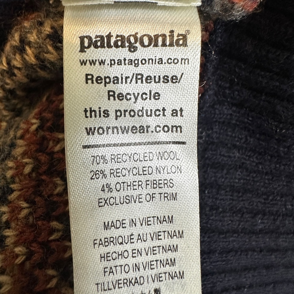 Patagonia Sweater Recycled Wool Cottage Isle XL Knit Fair Isle New Navy - Picture 8 of 15